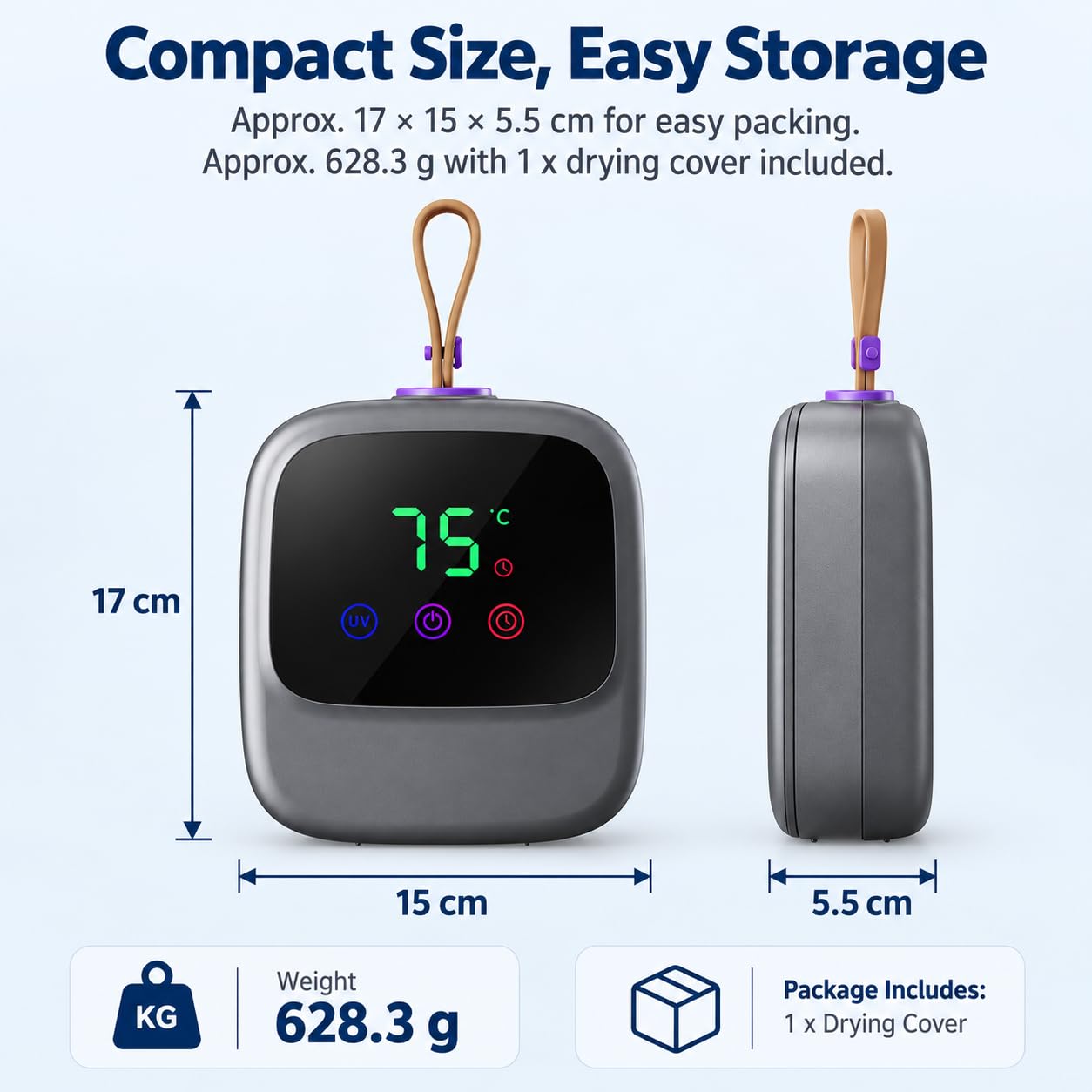 Secadora de ropa portátil, flujo de aire de doble ventilador de 450 W