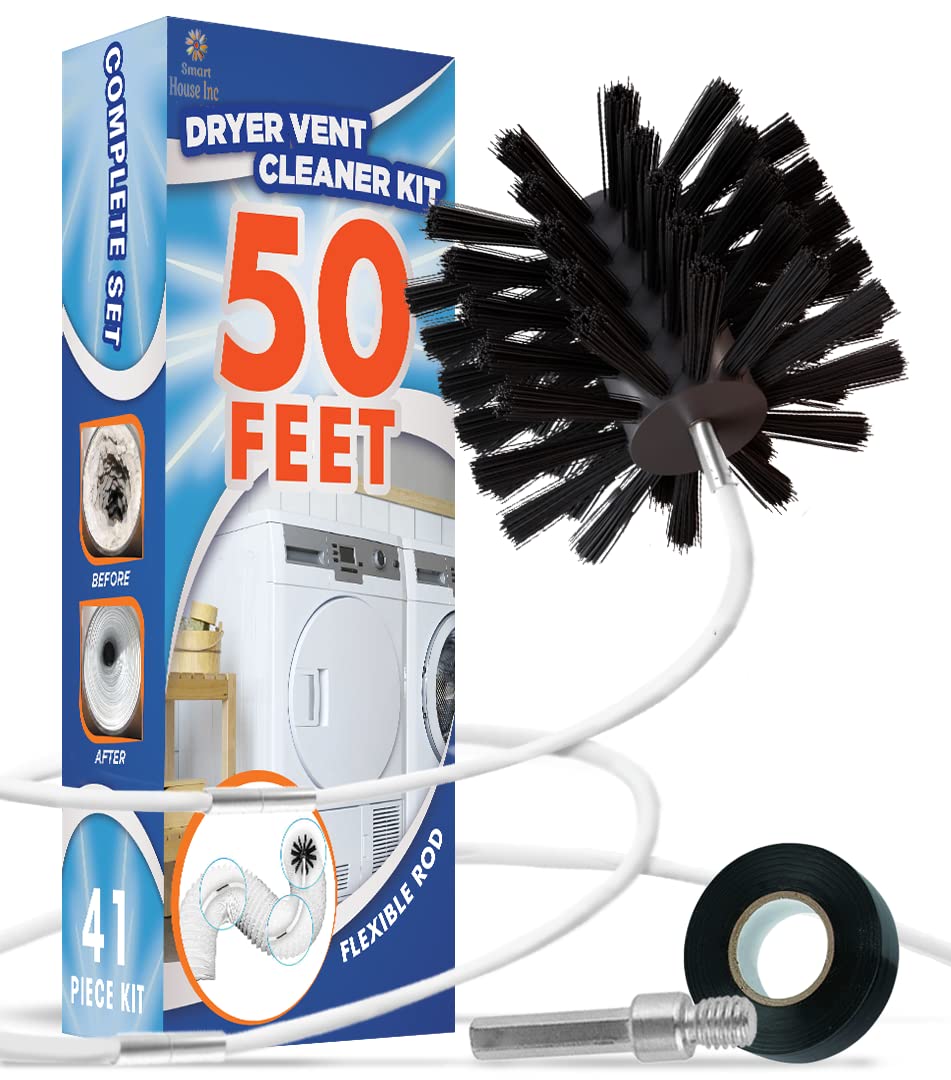 SP HOME GOODS The Professional Dryer Vent Cleaner Kit -(50-Feet) Innovative Lint Remover Reusable Strong Nylon| Flexible Lint Brush with Drill Attachment for Faster Cleaning