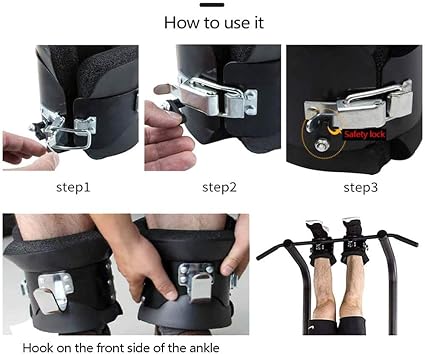 Gravity Boots Inversion Fitness Exerciser with Solid Steel Frame - Handstand Boots Sit Up Bar Hooks for Core Strengthening Workout Back Pain Relief and Abdominal Crunches