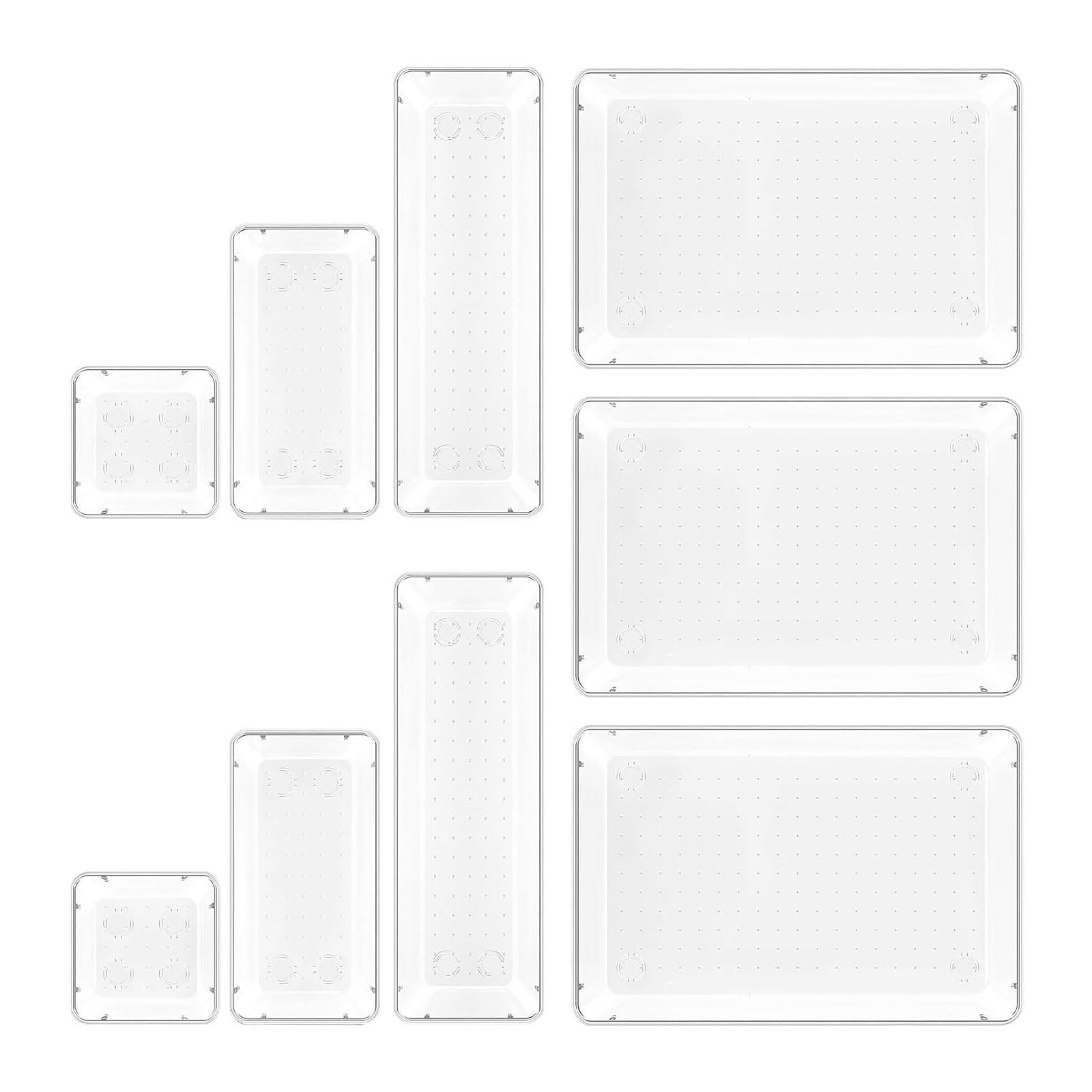 Kalttoy 9 Pieces Drawer Storage Organizer Transparent Box for Beauty Items Professional and Efficient Drawer Cosmetics Container Clear Storage Box