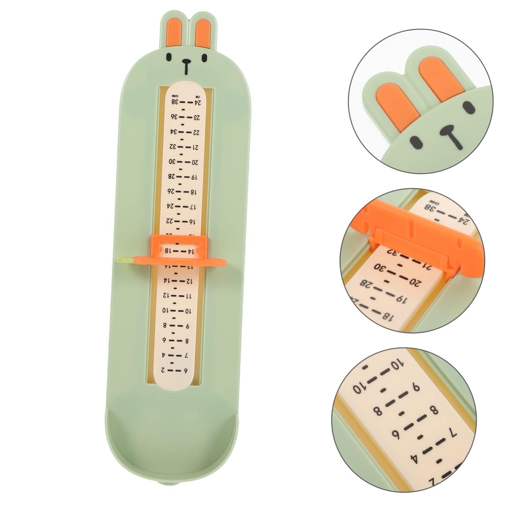LIFKOME Mesure Pied Garçon et Filles Taille Francaise Outil de Mesure Précis en Plastique Abs Vert Jauge de Pied Cartoon pour Mesurer la Maison