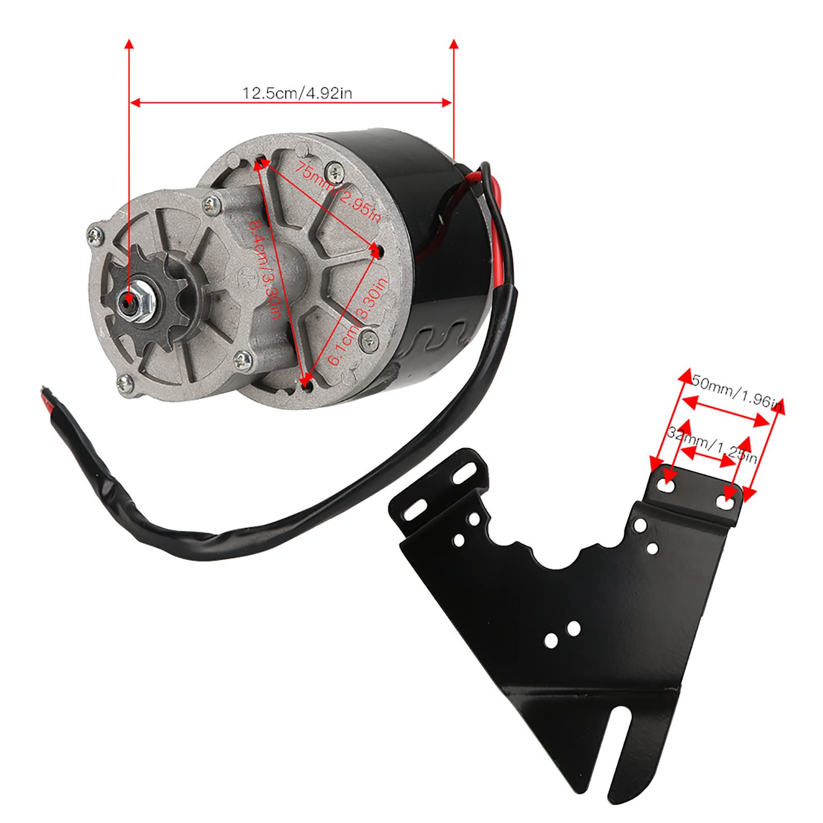 AMONIDA Silnik Elektryczny z redukcją BiegóW 12 V, Wysoki Moment Obrotowy, Silnik Prądu Stałego 250 W do Skutera Elektrycznego, Aluminium 1 Zestaw