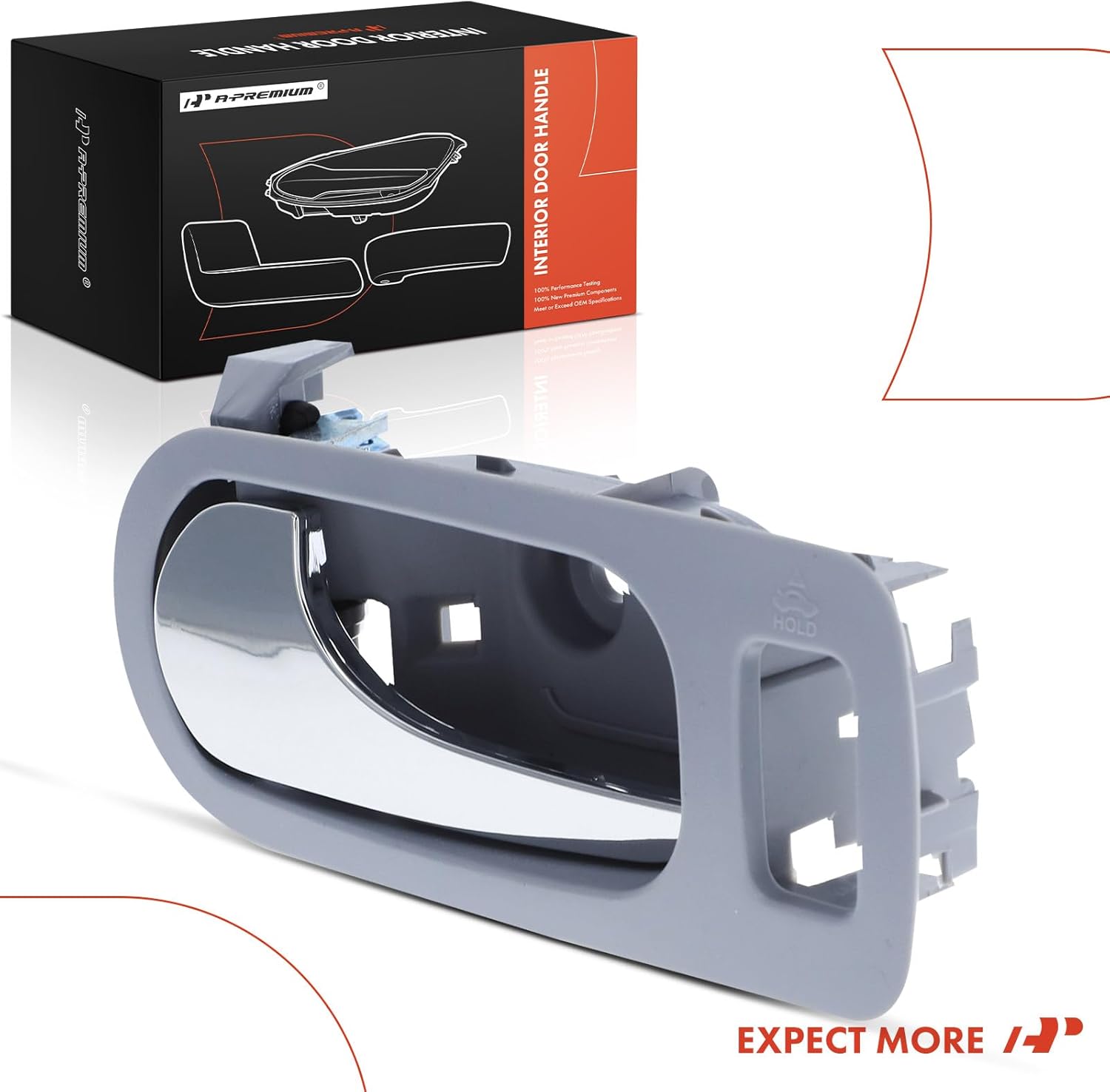 A-Premium Front Left Driver Side Interior Door Handle Compatible with Buick Allure 2007-2009, Lacrosse 2008-2009, Light Gray Housing with Zinc Chrome Lever, Replace# GM1352161, 15779701