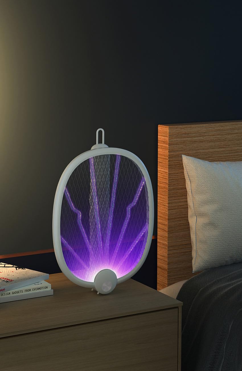 Exbuster Insekten-Schutze: 4er-Set 2in1-Akku-Insektenvernichter & Fliegenklatschen mit UV-LEDs (Fliegenklatsche ohne Flecken, Anti-Mücken-Lampe, Motten)