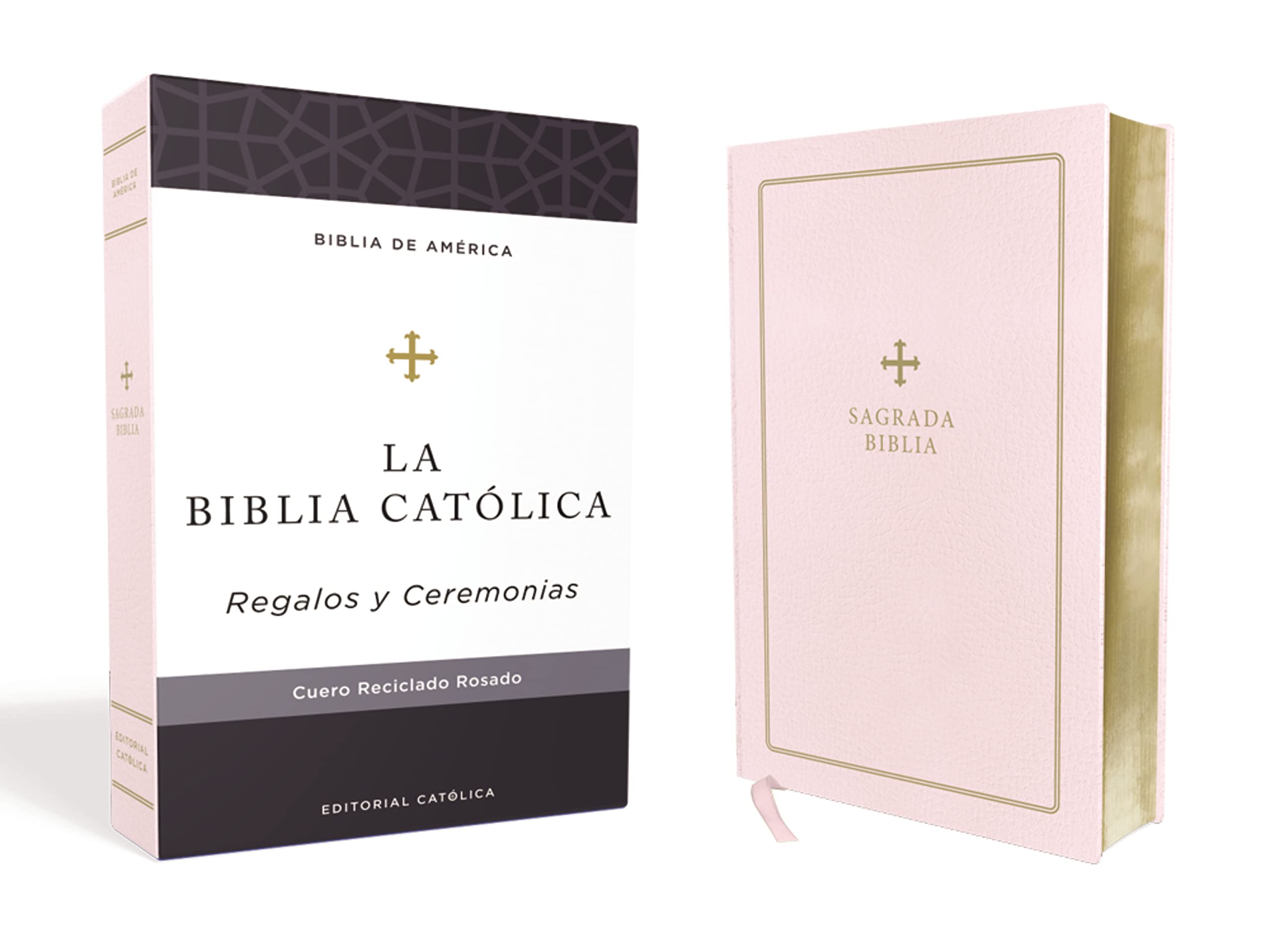 Biblia Catolica, Regalos y Ceremonias, Piel reciclada, Rosado, Comfort Print (Biblia De America) (Spanish Edition)