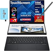 ASUS Zenbook Duo ux8406 AI Powered 2-in-1 Laptop 14.0" Touchscreen OLED 3K 120Hz Display (Intel Ultra 9-285H, 32GB LPDDR5X, 2TB PCIe SSD, Active Pen, Backlit KB, Win 11 Pro) w/DKZ USB Port Expander