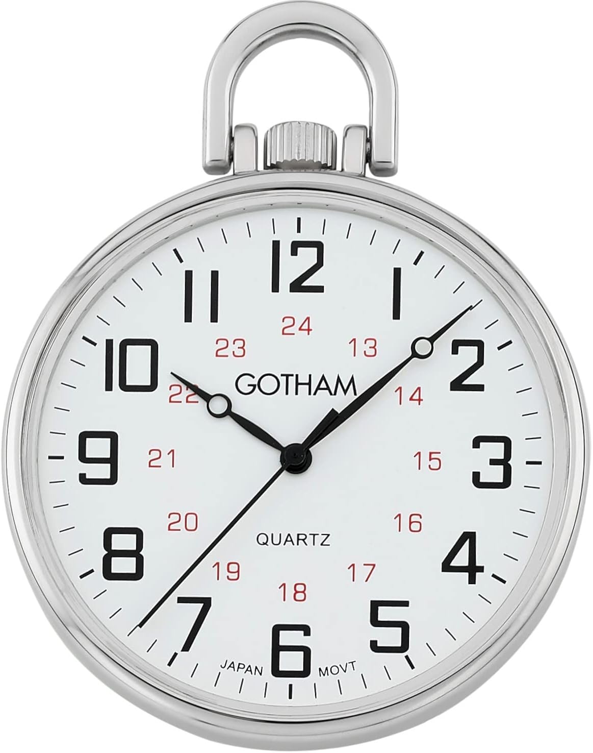 Gotham Men's Silver-Tone Ultra Thin Railroad Open Face Quartz Pocket Watch # GWC15026S : Clothing, Shoes & Jewelry