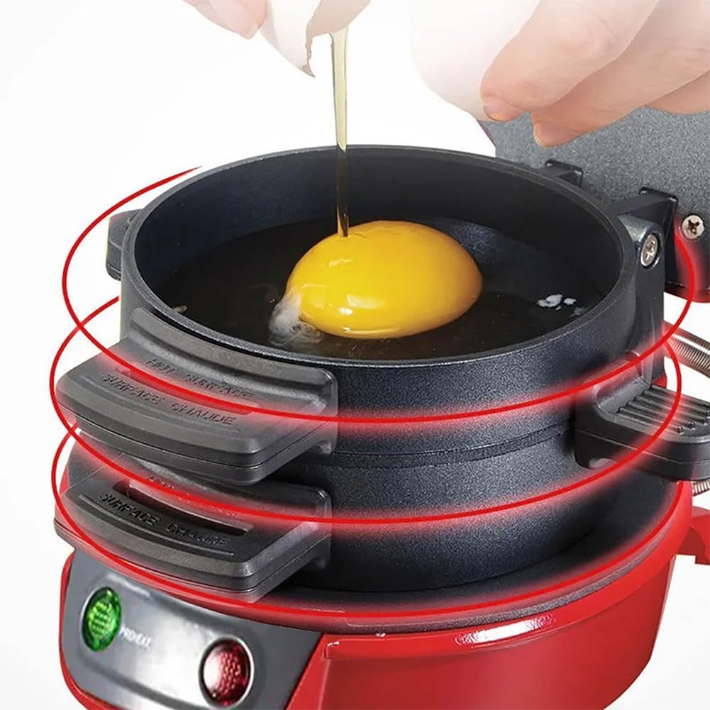 Beach Breakfast Sandwich Maker, 600W 3 in 1 Electric Burger Press Machine with Egg Cooker Ring, Non Stick Breakfast Round Burger Sandwich Griddle, for Home Kitchen Use
