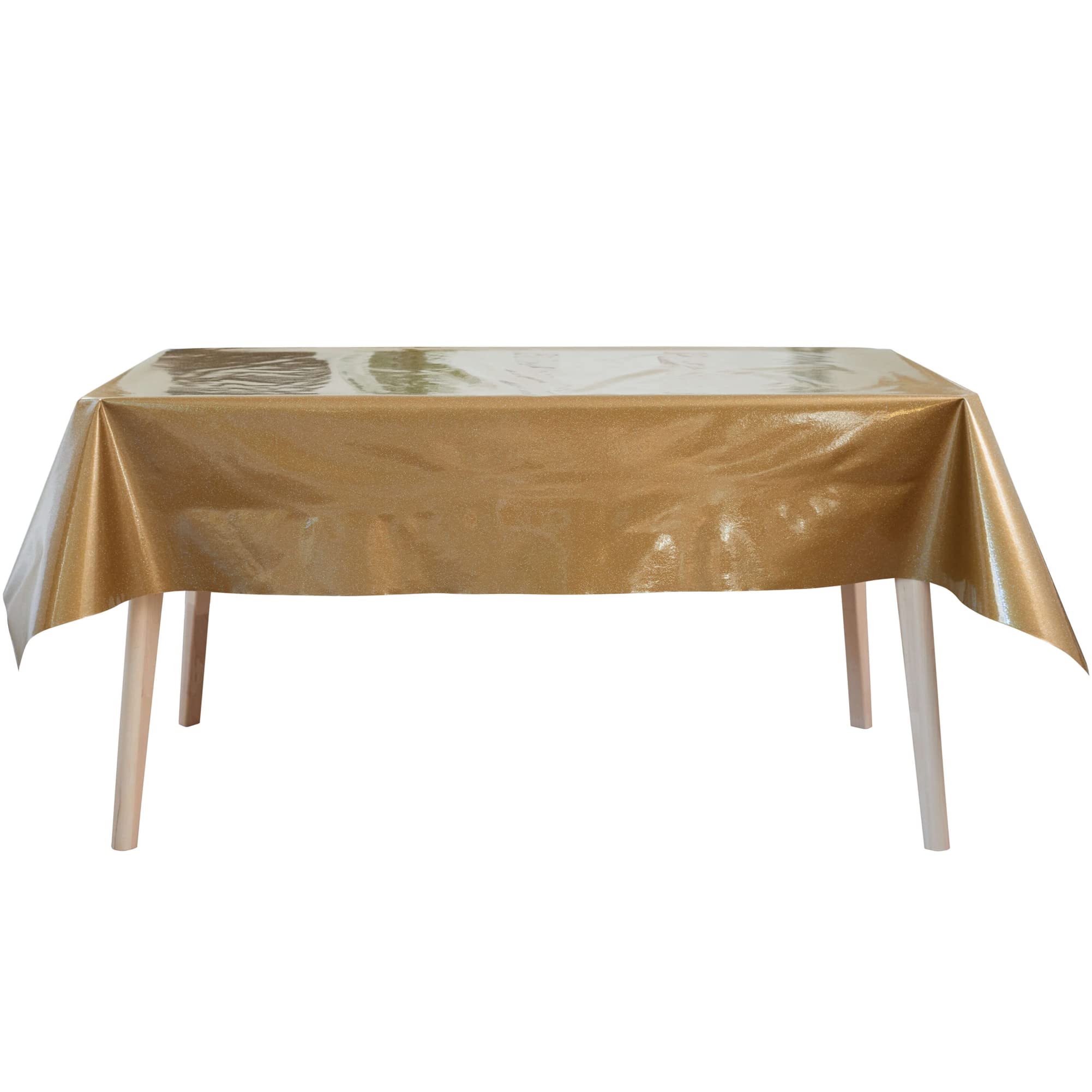 Jolee Glitter Plastic Table Cover | Sparkly Gold Vinyl | PVC Outdoor Table Cloth For Parties, Celebrations And Gatherings | Wipe Clean Table Protector | Party Table Cover For Any Size Or Shape Table