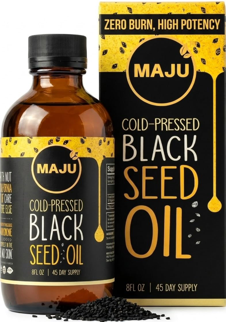 Aceite de semilla negra - 3 veces timoquinona, prensado en frío, 100% aceite de semilla de comino negro turco, aceite de semilla pura líquida, botella de vidrio, 8 onzas