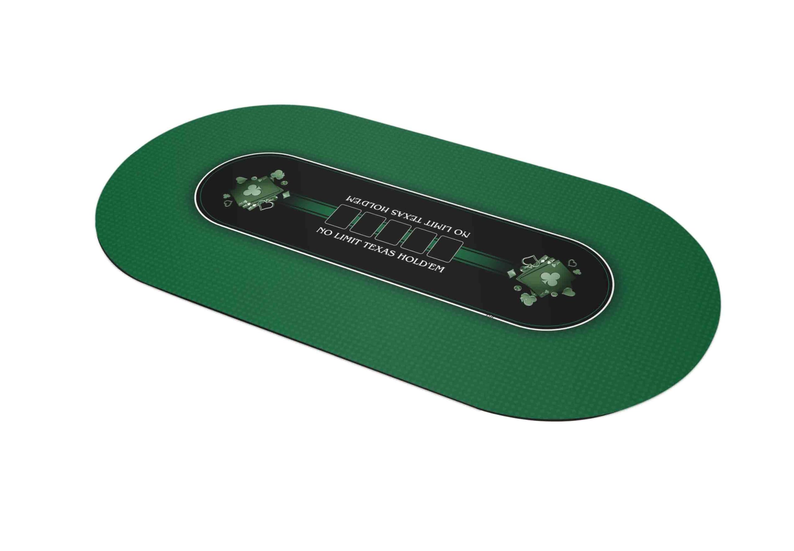 MTJ Pokermatte Texas Holdem Prestige – Oberfläche aus Jersey – rutschfest – hergestellt in Frankreich (Grün, oval, Freiplatz: 180 x 90 cm)