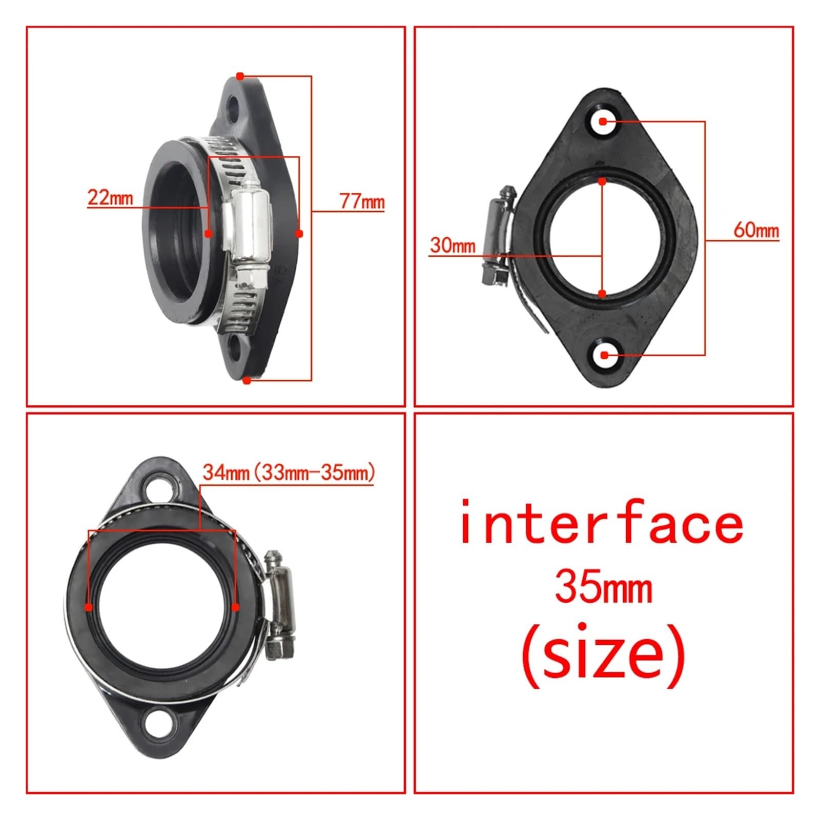 24mm 26mm 28mm Carburetor Intake Adapter Manifold Boot For VM24 - Foto 3