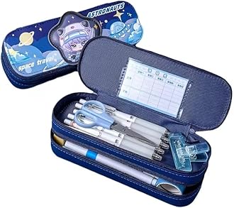 Pencil Case Double Layer 3D Cute Pencil Pouch Aesthetic Pencil Case for Girls Large Capacity Pen Pencil Pouch Multifunctional Stationery Organizer for School (Double Layer Space Travel)