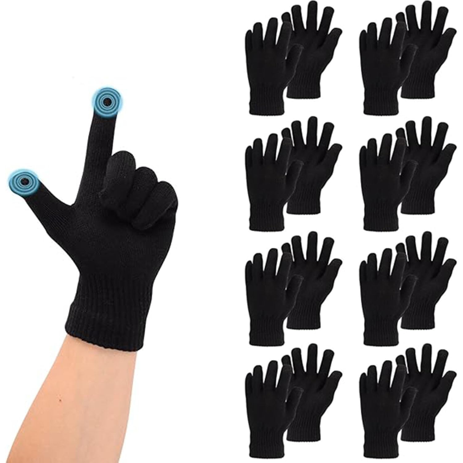 Flosfjylo 8 Pairs Winter Gloves, Knitted Magic Touch Screen Thermal Mittens for Phone Use, Outdoor Activities