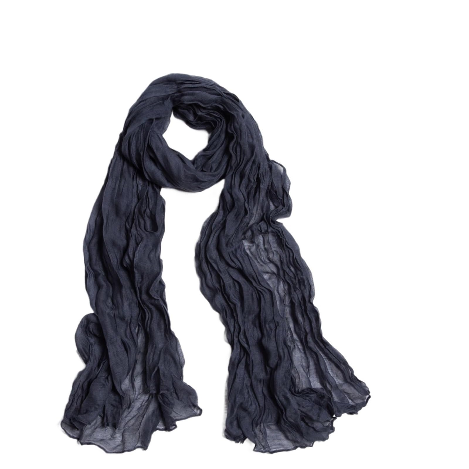 Sciarpa donna Sciarpa scialle vintage plissettata in lino di cotone da donna avvolgente lunga pieghevole viaggio estiva spiaggia leggera unisex