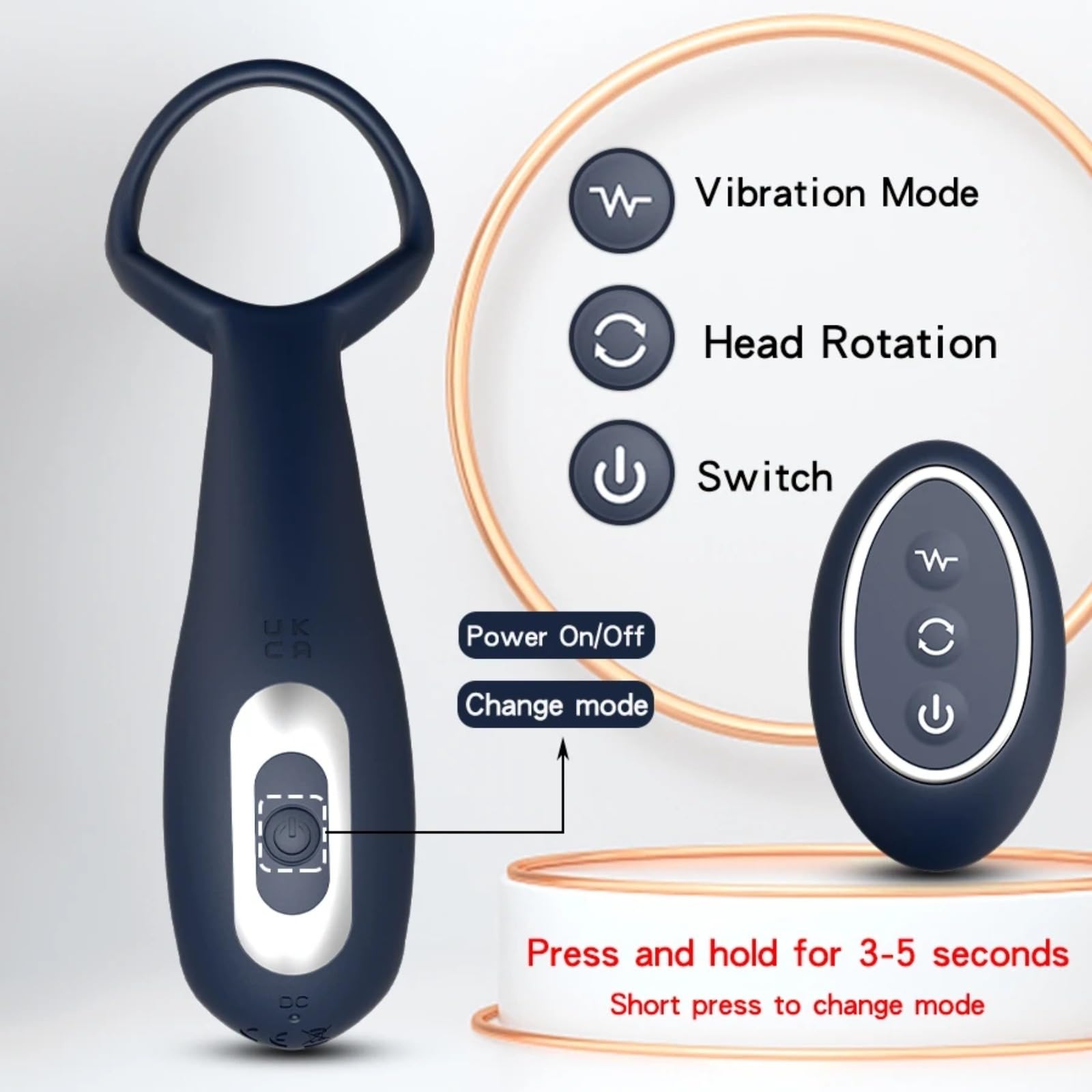 vibratore Vibratore della prostata telecomandato Ruota di 360° Anello vibratore giocattolo Tappi per anelli Masturbatore Plug anale per sesso Indossabile