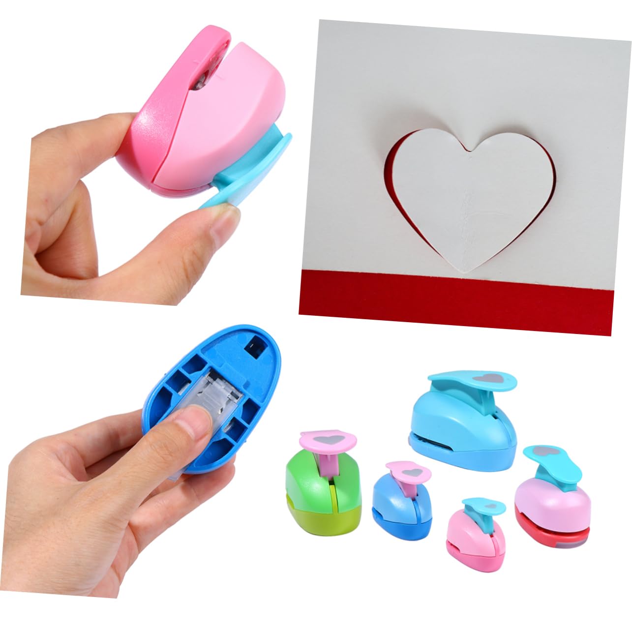 Punzone per Carta a Cuore 5 Pezzi Set Manuale 9-50 Mm