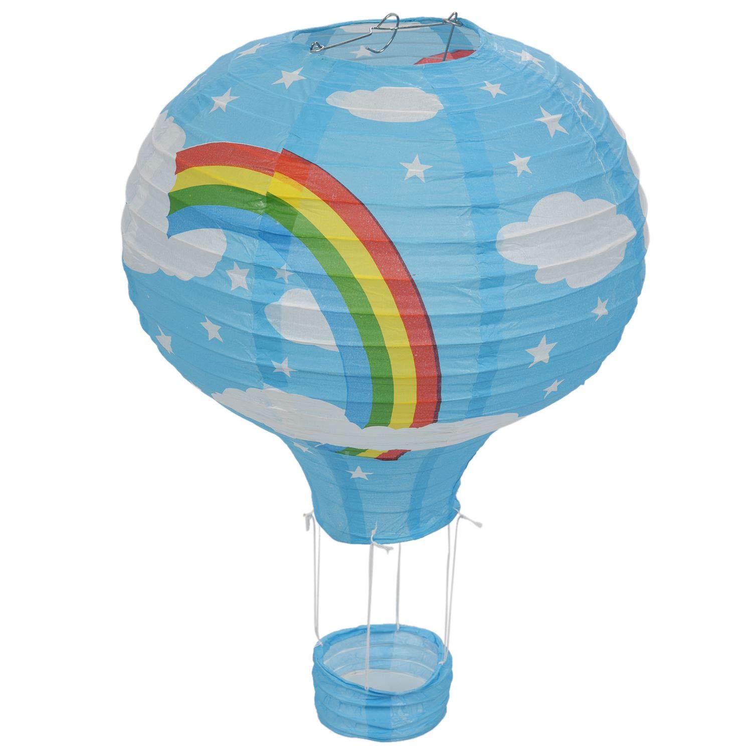 CTRLZS 12inch Hot Air Balloon Paper Lantern Lampshade Ceiling Light Wedding Party Decor, Blue Rainbow