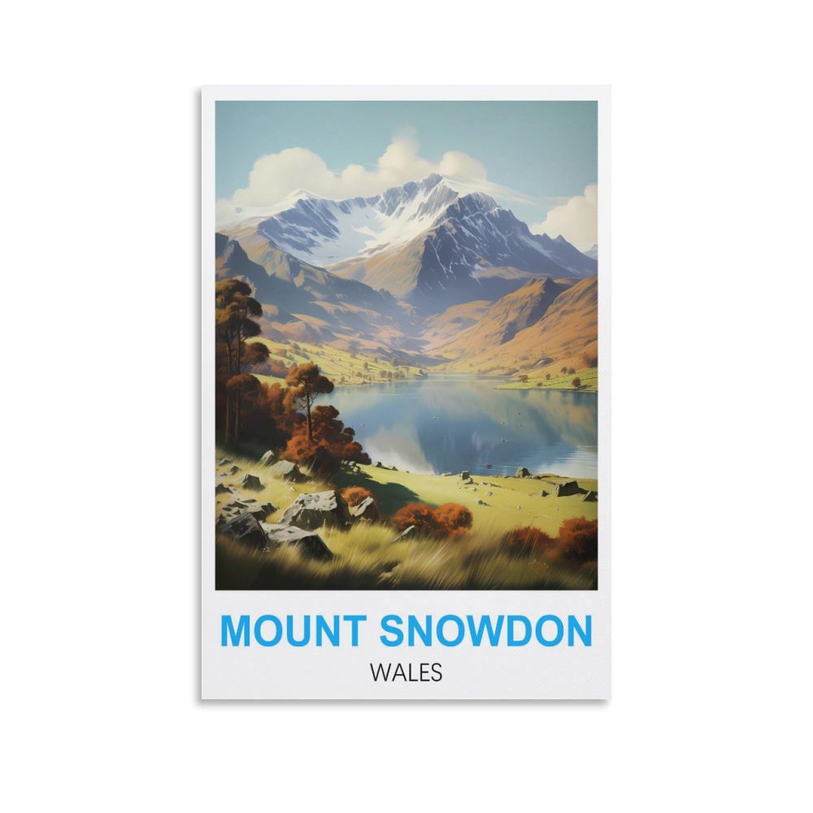 JYICUNCHO Mount Snowdon Wales Vintage Travel Poster 08x12inch(20x30cm) Canvas Prints Wall Art Paintings Pictures for Living Room Bedroom Wall Decor
