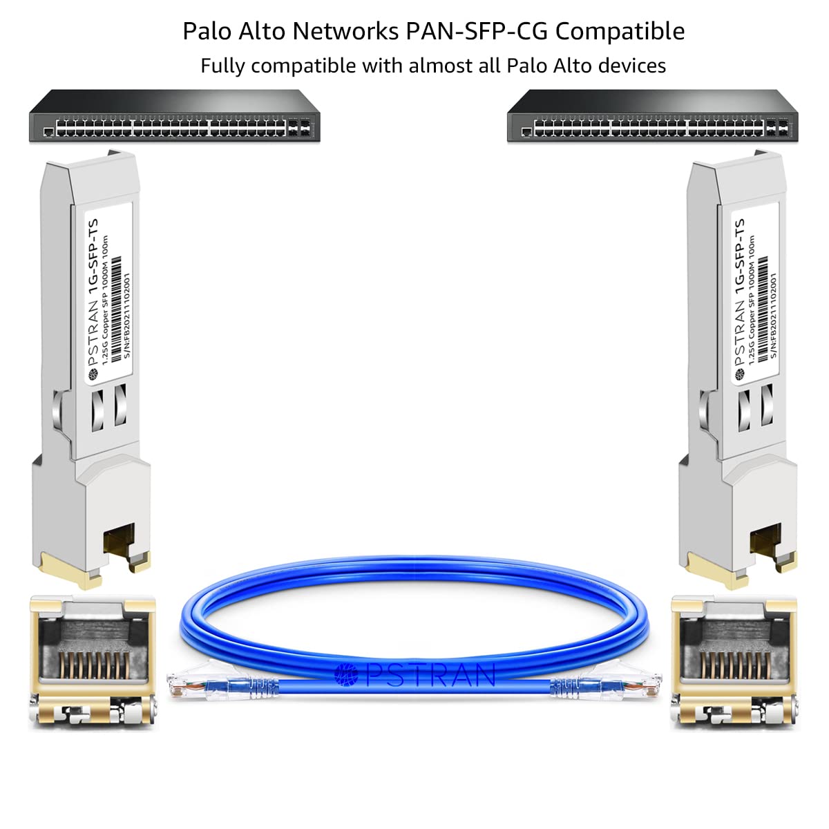 1000BASE-T SFP RJ45 Copper Transceiver Module Compatible with Palo Alto Networks PAN-SFP-CG 100m Cat5e/6