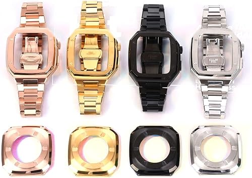 CNHKAU Juego de correas de reloj de lujo de acero inoxidable para Apple Watch de 1732 pulgadas 1732 pulgadas funda de metal para iWatch Series 7 6