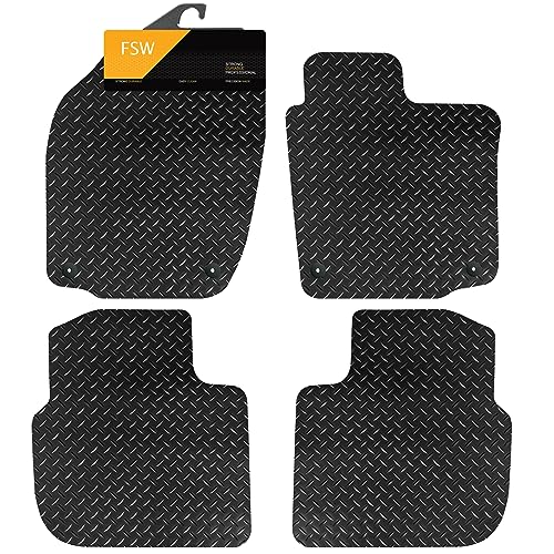 FSW - Tailored Mats - Fits Skoda Rapid 2012-On - 5mm Extra Heavy Duty Rubber - Anti Slip Mat, Waterproof - 4 Clips - Hard Wearing - 4 Pc Floor Mats Only