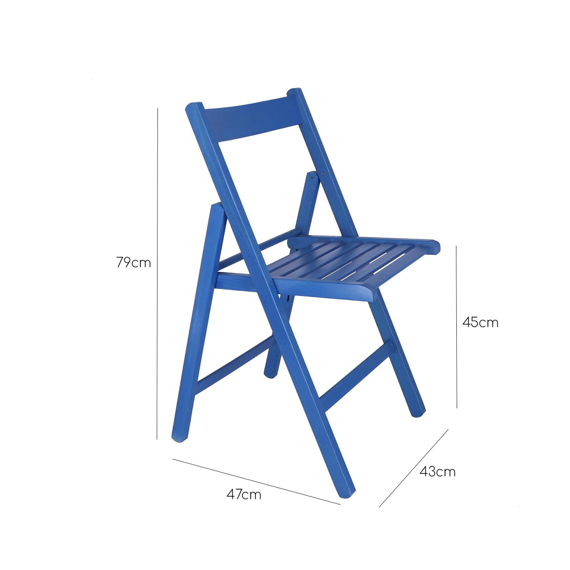 Mueblear 19015 Chaise Pliante Bas Bois Bleu 43 x 46 x 79 cm