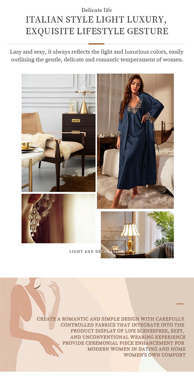 Pigiama da Donna Sospender Abito Notte Set Semplice Casual Sexy Stampato Due Pezzi Quattro Stagioni Indossamento Domestico-Blu-s