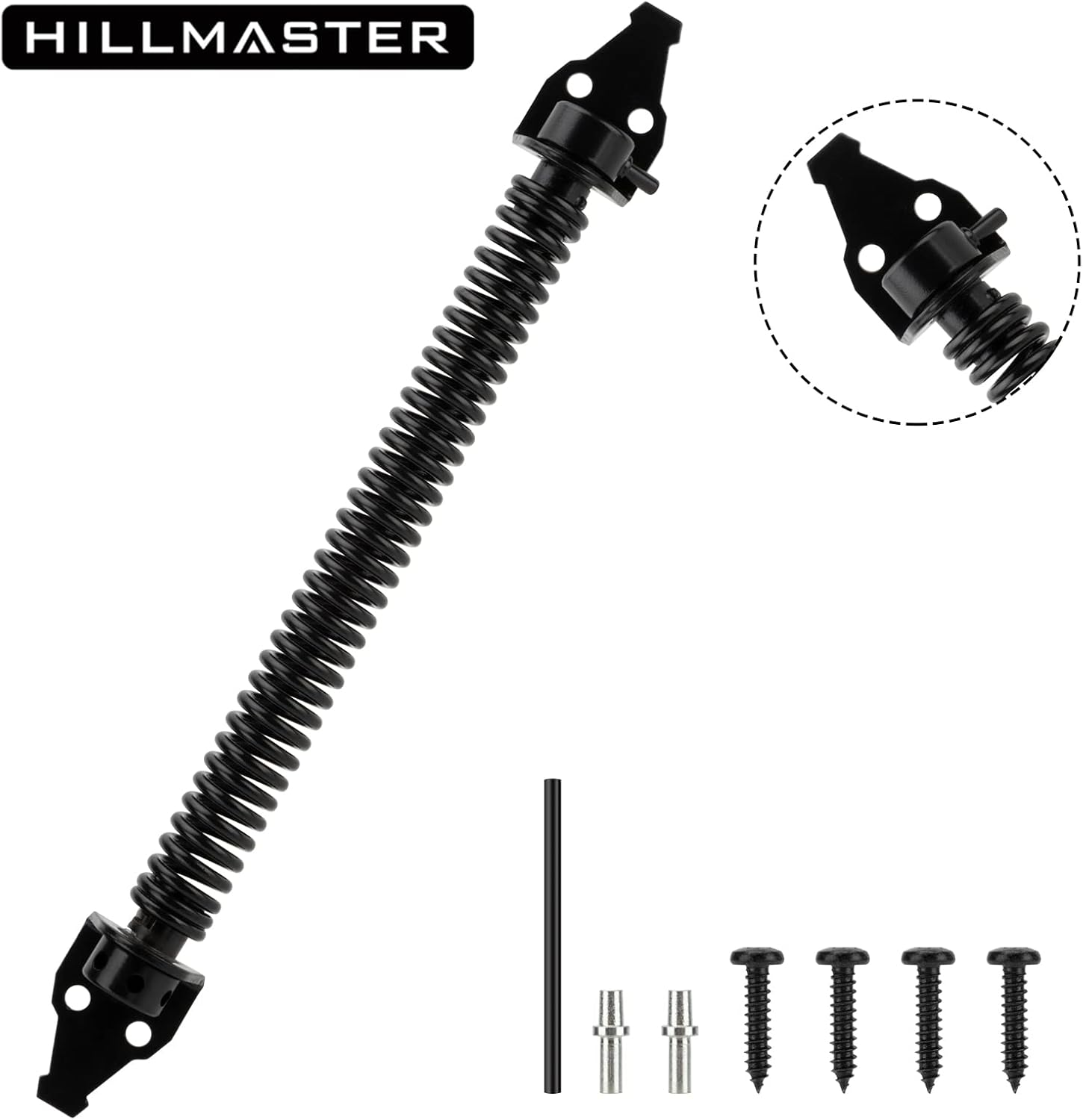 HILLMASTER 14" Gate Spring Self Closing Outdoor Door Spring Automatic Gate Closure Hardware with Adjustable Tool for Wooden and Vinyl Fence, Black