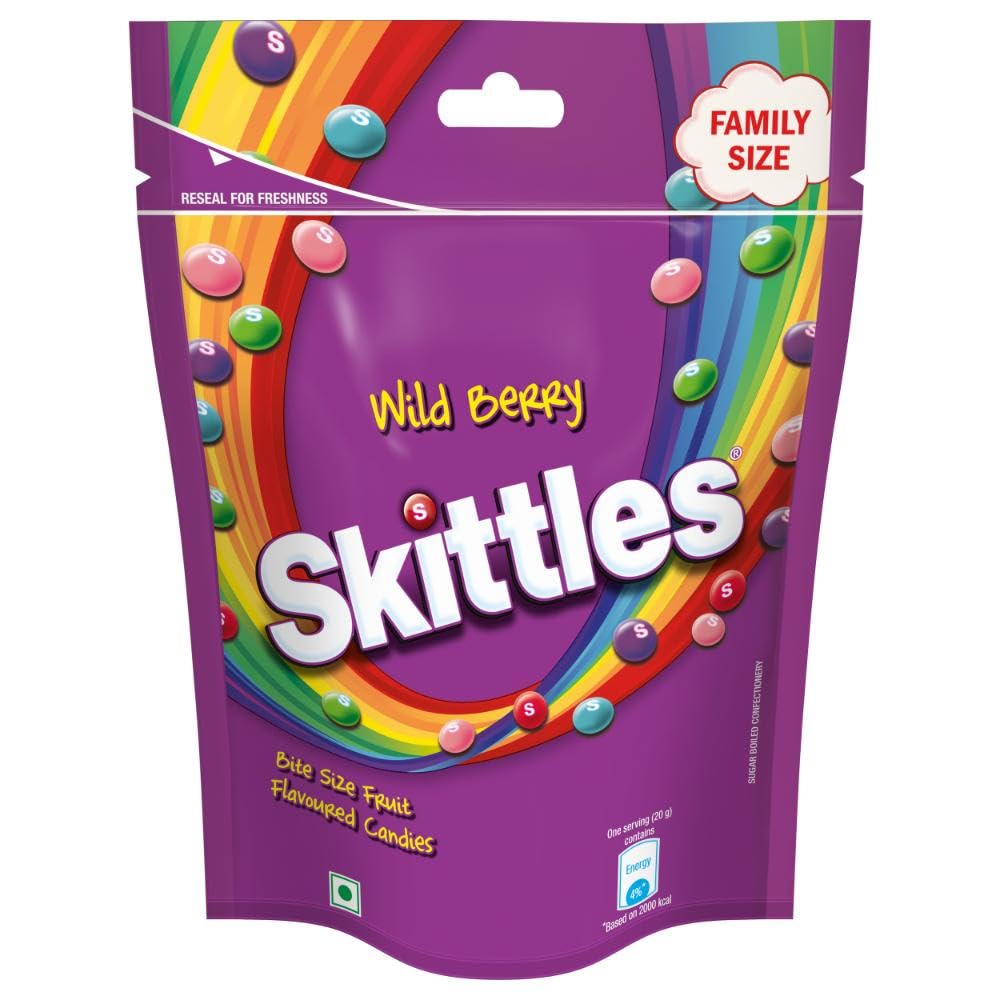 Skittles Wild Berry Chewy Fruit Candy | Bite-Size Fruit Candies Pack | Delicious Fruity Berry Flavours (Berry Punch, Cherry, Raspberry, Strawberry, and Melonberry) | Imported Candies | 196 Grams