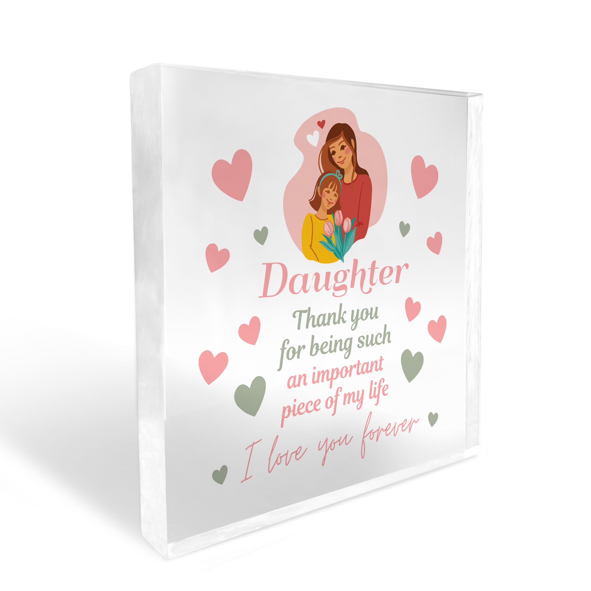 Red Ocean Daughter Birthday Gifts - Acrylic Block Mother and Daughter Gifts, Daughter Gifts from Mum Dad, Birthday Gifts for Daughter Adult, Christmas Graduation Gifts for Daughter