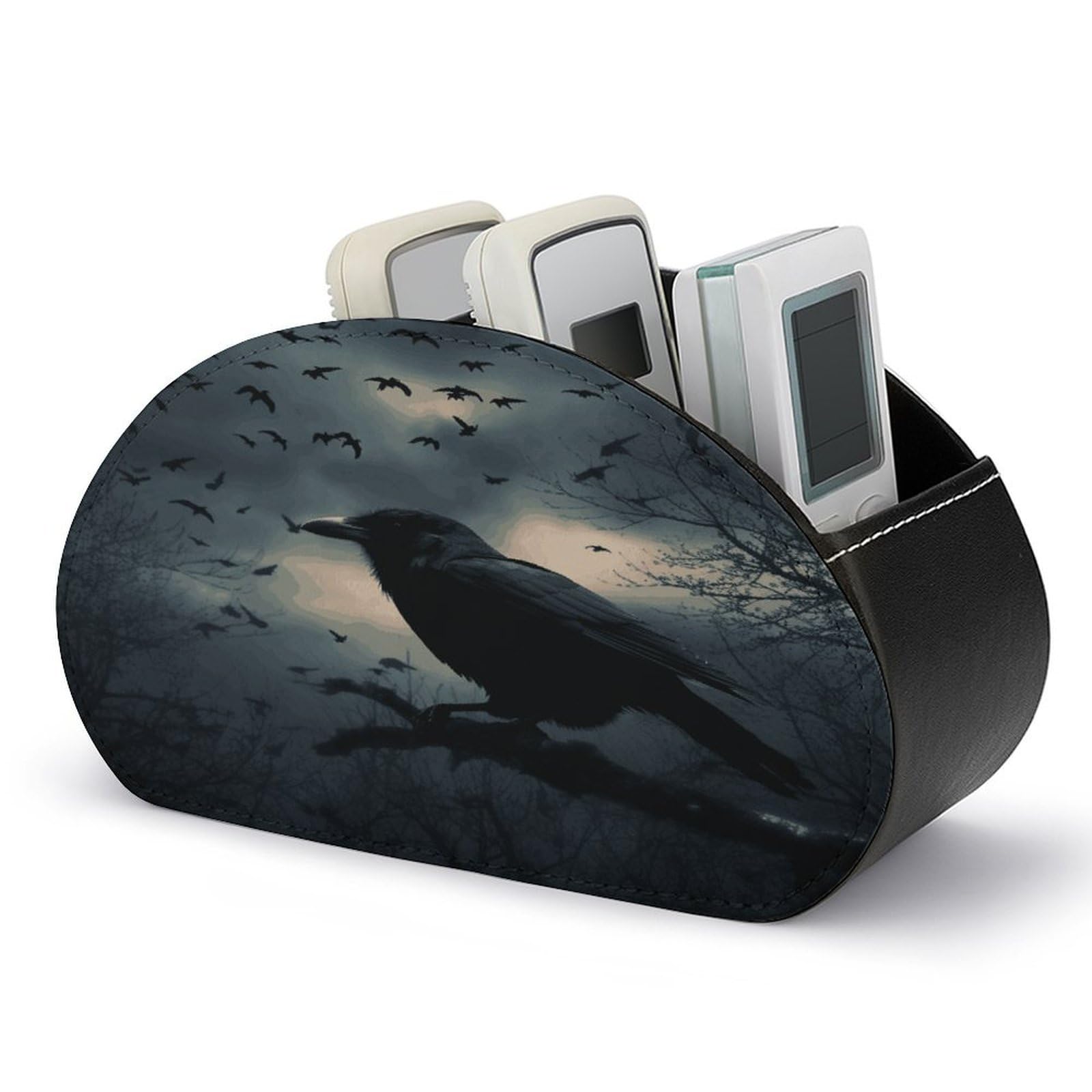 Btcowzrv Style Night Crow Remote Control Holder With 5 Compartments