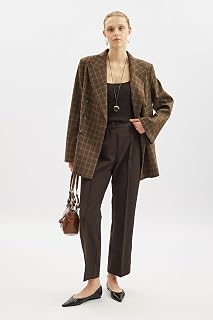 KRUVAZE EKOSE BLAZER CEKET KAHVERENGİ