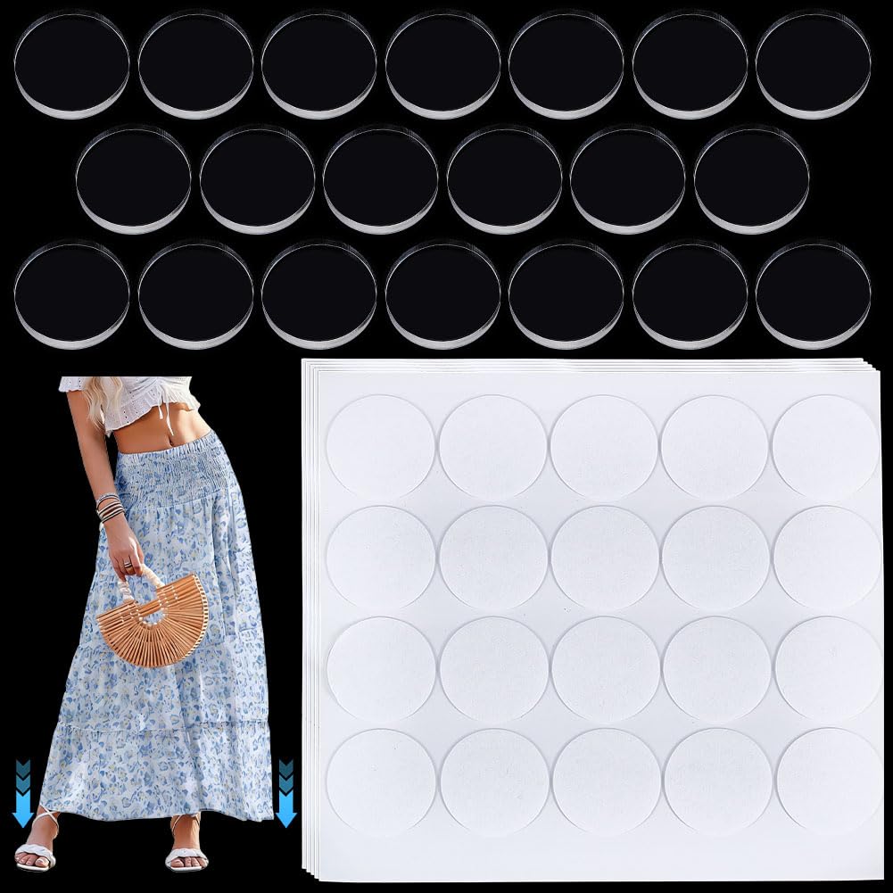 NBEADS 20 Pcs Hem Weights for Dress, Dress Weights for Women Hem with 150 Pcs Double-Sided Adhesive Acrylic Sticker Acrylic Garment Weight for Wind Skirt, Invisible Multi-use, 30x5mm