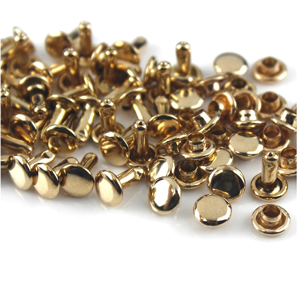 100sets Metal Double Cap Rivets Studs Round Rivet,Rose Gold,8×12mm