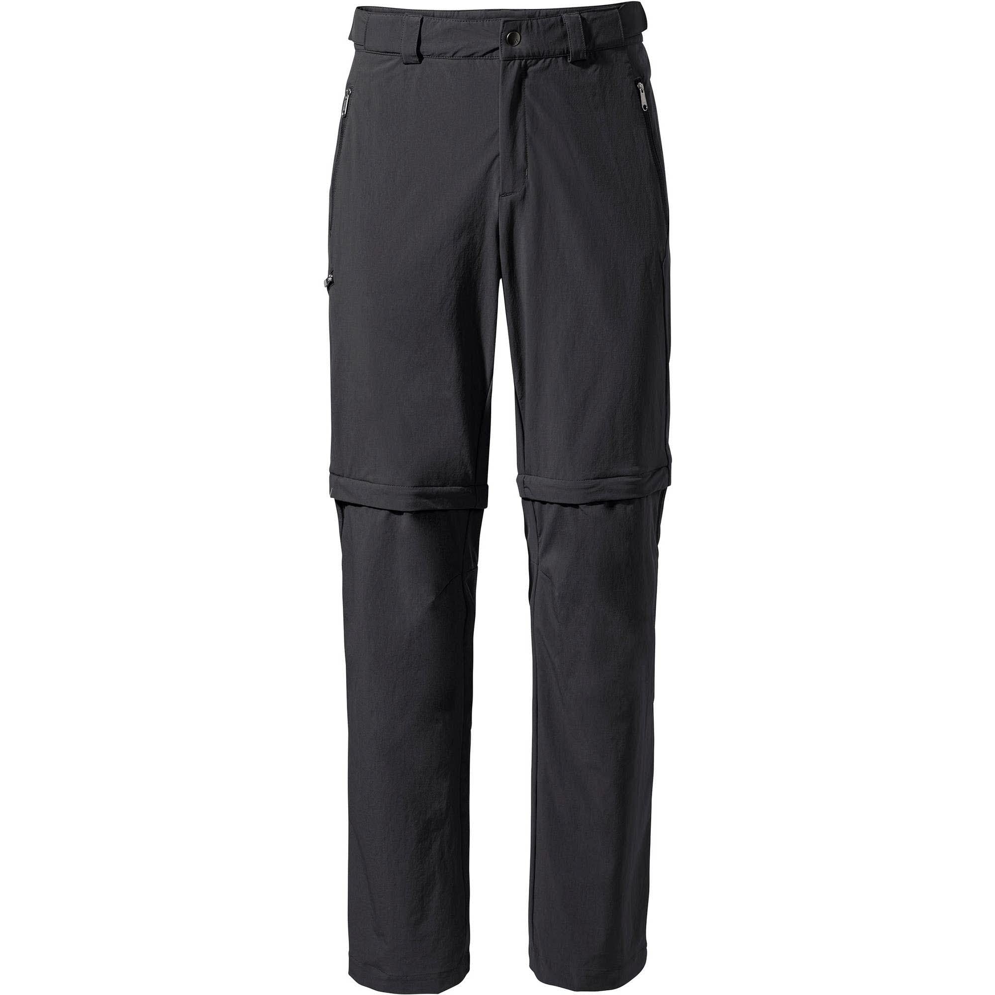VAUDE Wanderhose Herren Farley Stretch T-Zip Pants III - Wasserabweisende Herren Wanderhose Zip Off, atmungsaktive Trekkinghose mit Hosenbund - Black, 46-Short