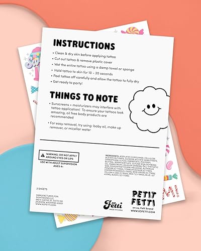 Miniatura 6 de xo, Fetti Tatuajes temporales para fiesta de caramelos, 72 estilos iridiscentes, decoraciones de cumpleaños de postre, recuerdos de fiesta temática