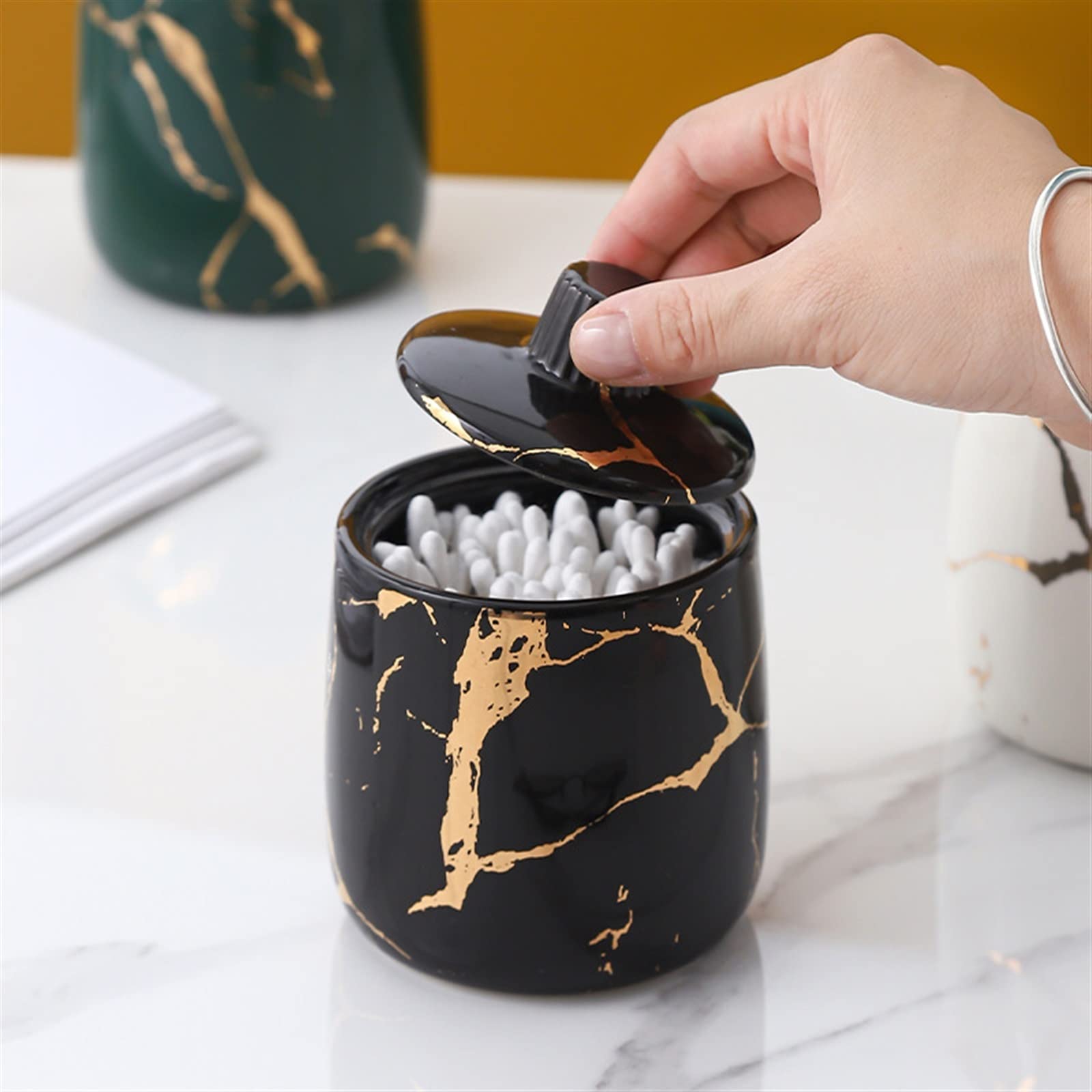 Uchwyt na wykałaczki wkład do wykałaczek z pokrywą ceramiczna nić dentystyczna wykałaczka puszka pudełko restauracja