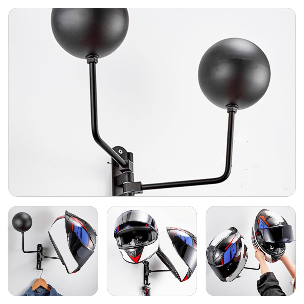 Mipcase Soporte Giratorio para Protector y Sombreros de Pared Doble, Negro