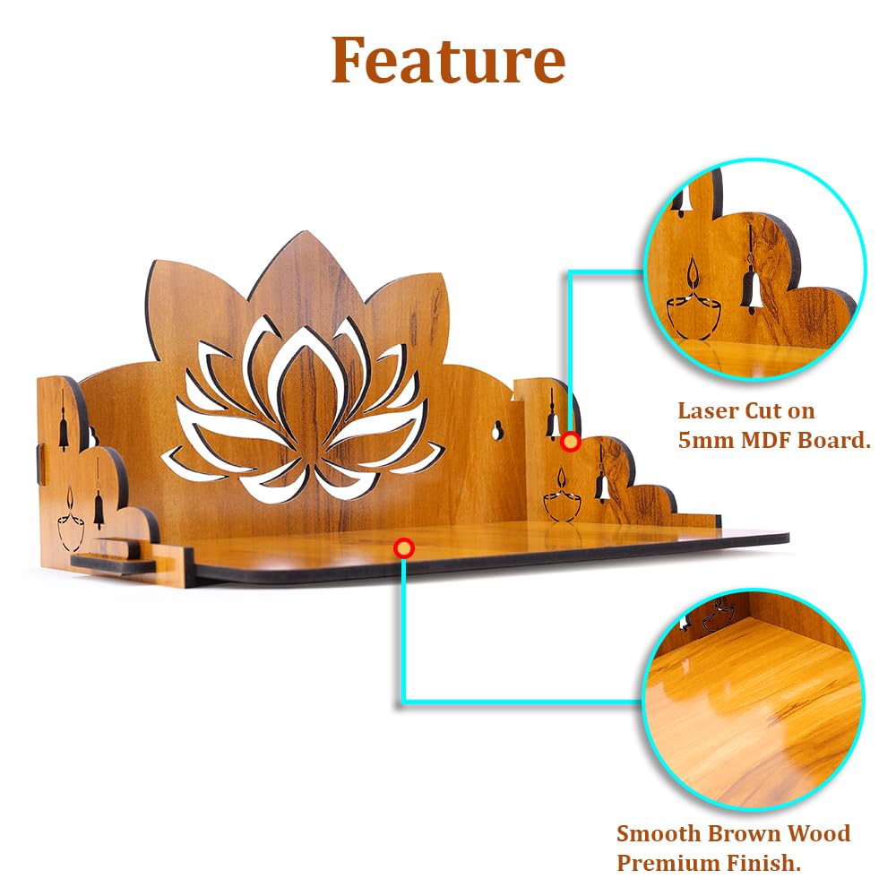Sehaz Artworks Pooja Mandir for Home | Wooden Temple Wall Mounted | Puja Stand | Puja Mandir for Home Small Size | Devghar | Pooja Stand