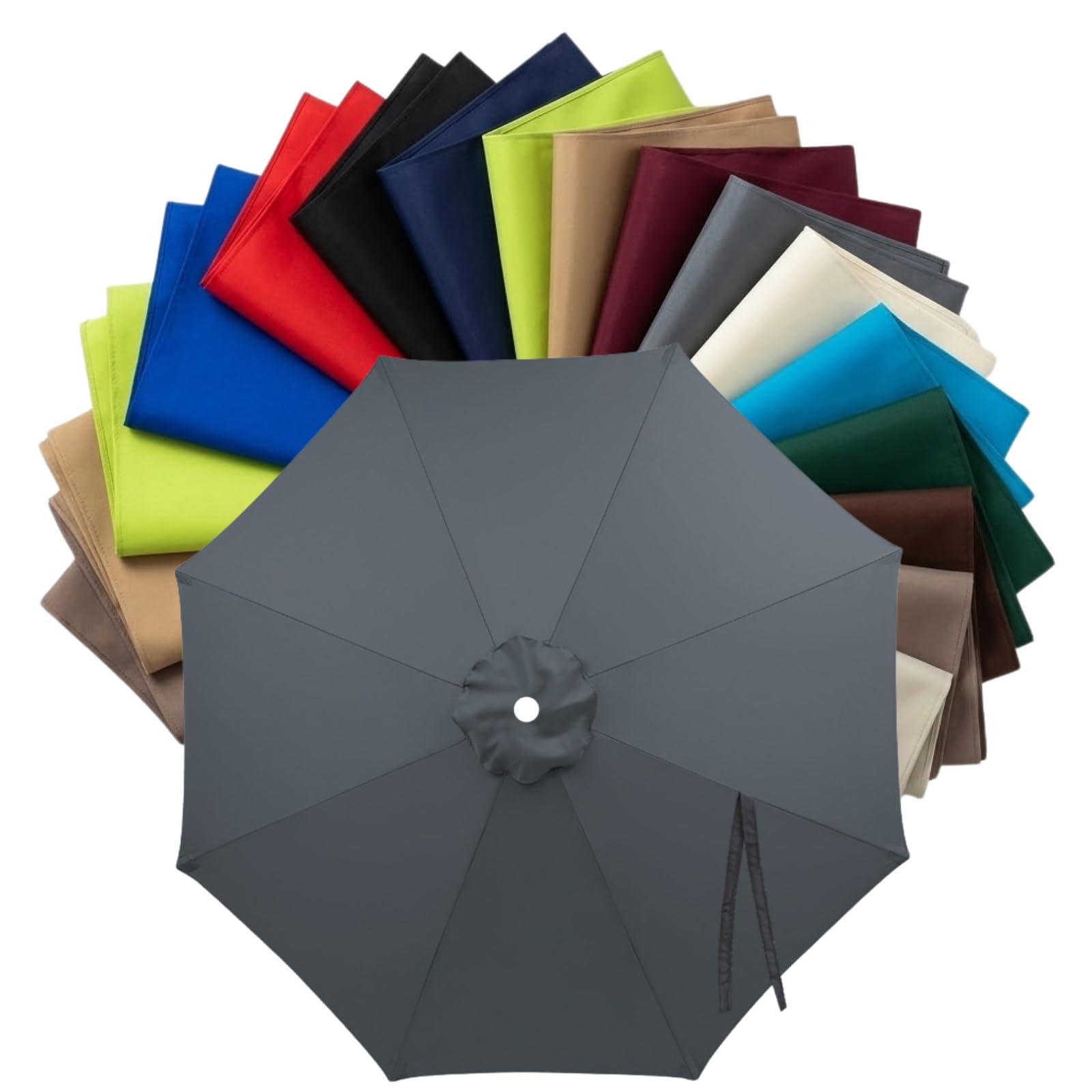 Replacement Parasol Canopy 2m to 4m, Waterproof Polyester Patio Umbrella Replacement Cloth for 6/8 Arms, Sunshade Garden Parasol Fabric Cover, UV Protection(Gray,2.5m (8.2FT) - 6 Ribs)