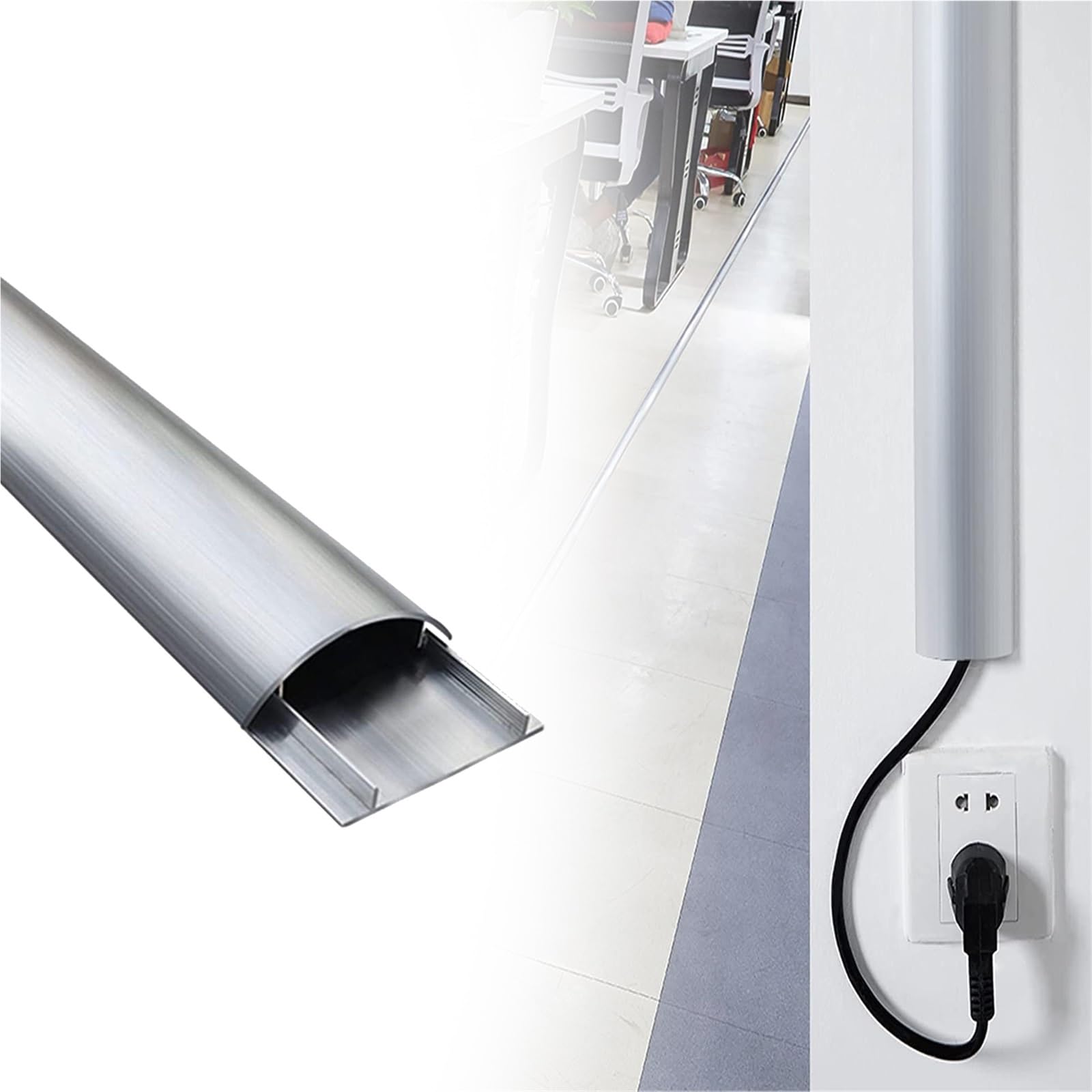 calpestabile passacavi 50 100 120 150 180 Cm Lunghezza In Lega Di Alluminio, 1 2 4 Pezzi Copricavo Per Passacavi A Parete, Protezione Filo Autoadesiva Per(1 pc,L W H 150cm x 47mm x 13mm)