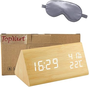 Amazon Co Jp 目覚まし時計 置き時計 デジタル 大きなled数字表示 温度湿度計 カレンダー アラーム 振動 音感センサー 輝度調節 設定記憶 Usb給電 電池 木製 おしゃれ 卓上 新築祝い 贈り物 日本語説明書付き 木目調 ホーム キッチン