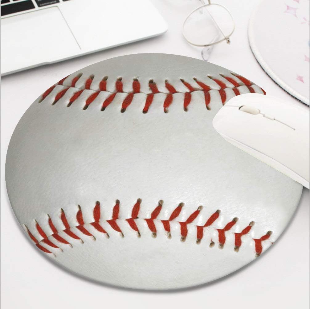 Round Mouse Pad Custom,Baseball Design Customized Round Non-Slip Rubber Mousepad Gaming Mousepad