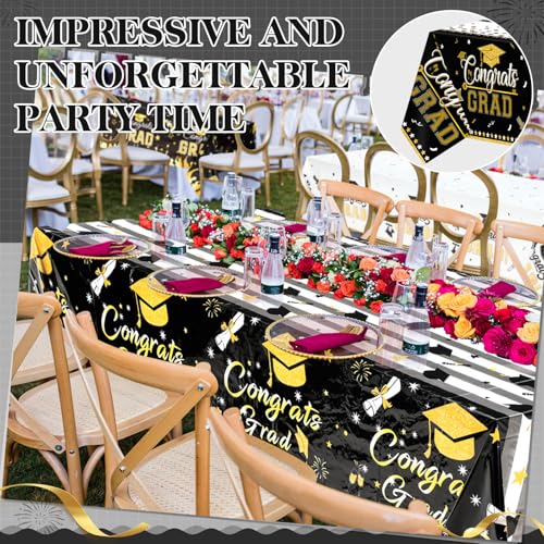 Image of Oudain 3 Pcs 2026 Graduation Party Decorations, Gongrats Grad Tablecloths Class of 2026 Table Covers for Graduation Party Supplies Decor 54 inchx108 inch