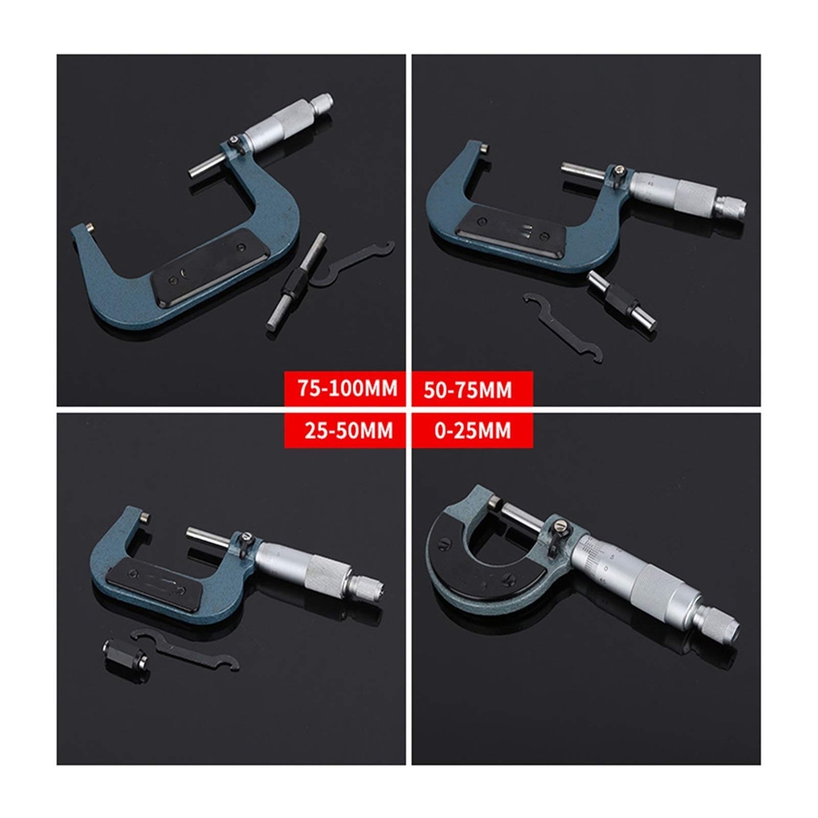 Micrómetro 1 PCS Micrómetro Exterior 0.01mm 0-25mm / 25-50mm / 50-75mm / 75-100mm Gauge Metric Gauge Caliper para Herramientas DE MEDICIONES (Size : 25 50mm)