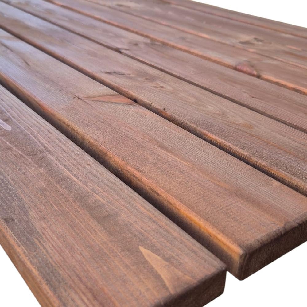 Pedana doccia antiscivolo 118x78 cm, in legno di pino impregnato, Colore Teak