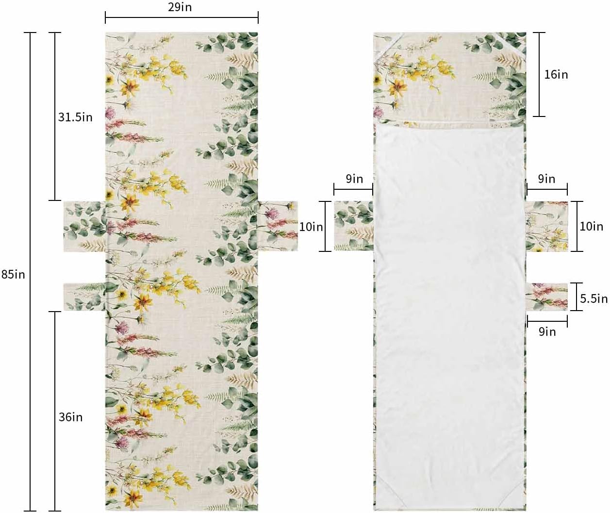 Eucalyptus Beach Pool Patio Lounge Chaise Chair Cover Towel With Pockets,Absorbent & Quick Dry Microfiber Towel Cover Bag Summer Accessories Farmhouse Retro Wildflowers Rustic Botanical Floral