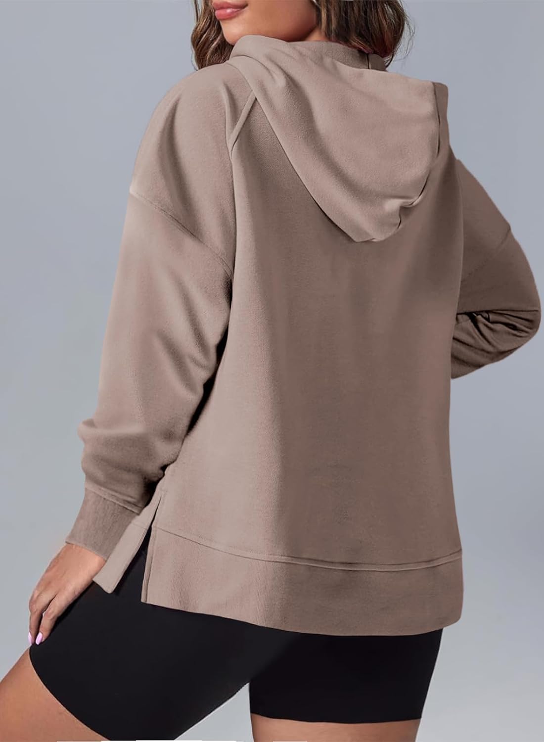 Eytino Women Plus Size Sweatshirt Long Sleeve Half Zip Hoodies Tops image 2