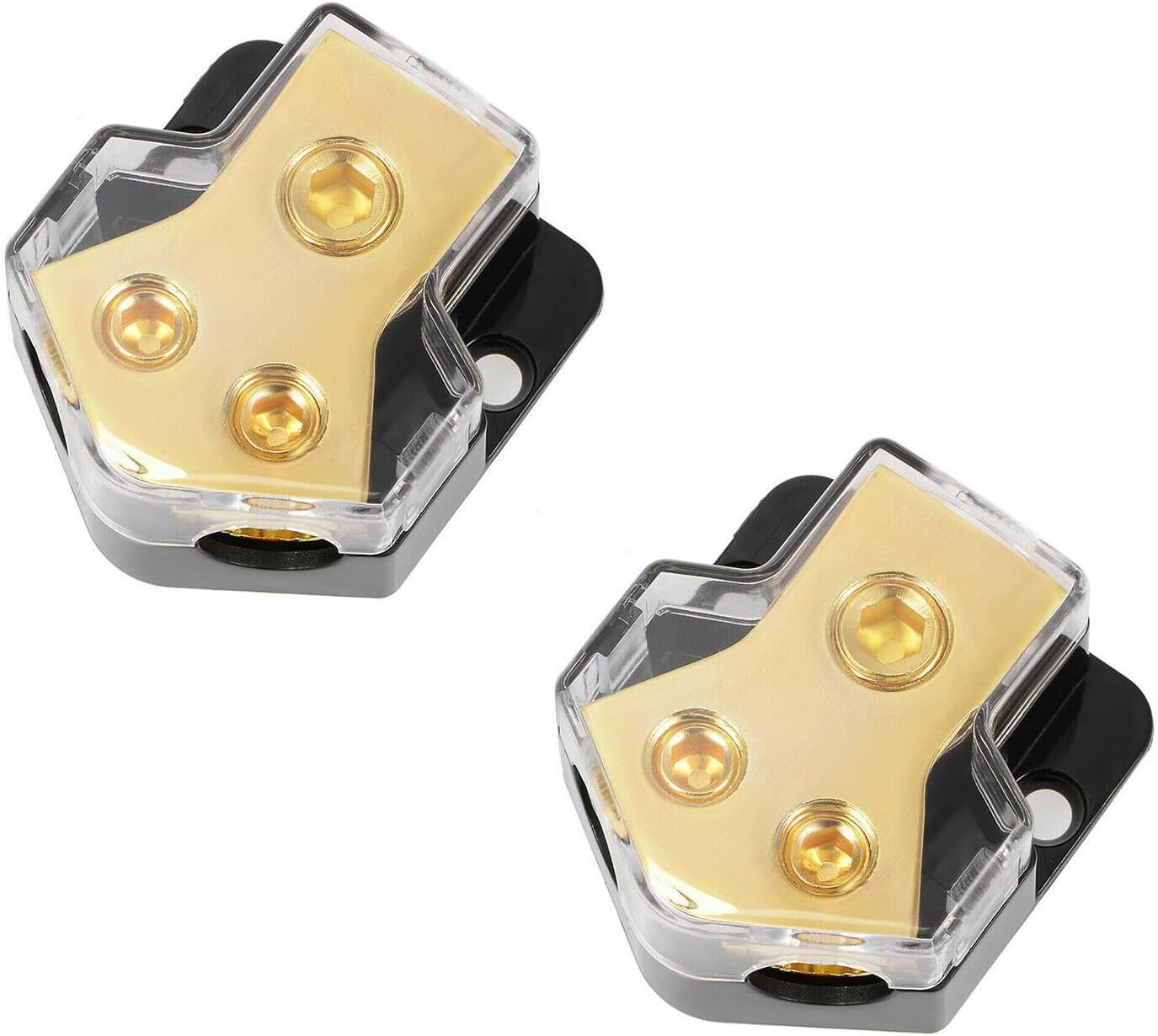 2 PCS 2 Way Power Distribution Block, 0/2/4 AWG Gauge Input 4/8/10 Specification Output Ground Distribution Block, Car Audio Amp Splitter, Fit for Car Truck Boat Marine